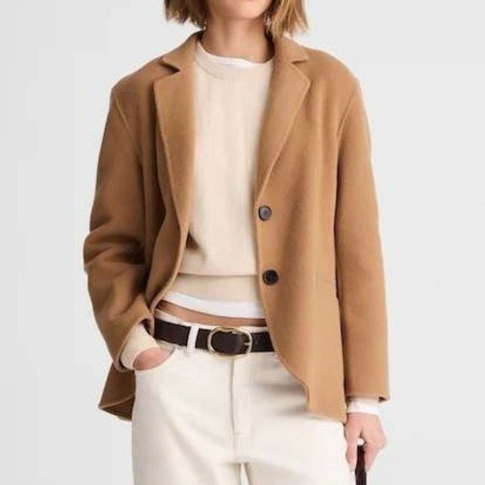 NWT Madewell Double-Faced Cardigan Blazer in Camel, Size XS, $268